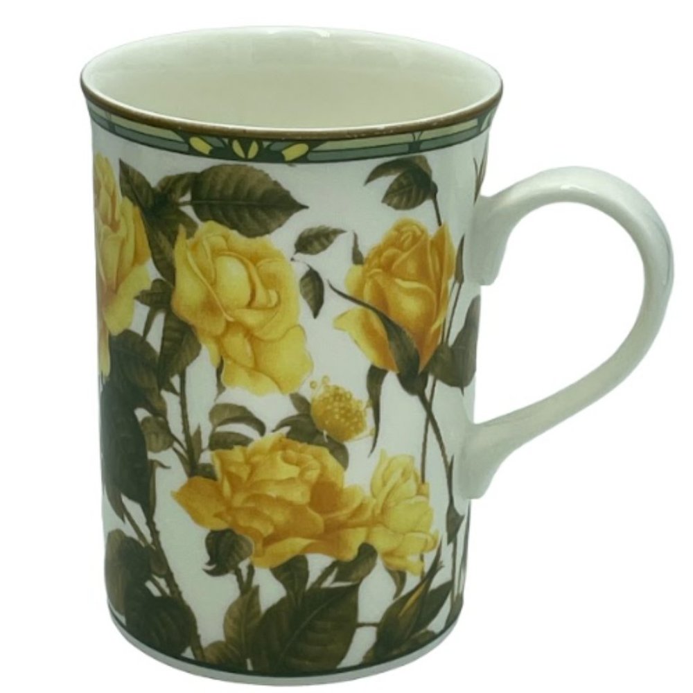Vintage Yellow Roses Fine Bone China Mug Collector's Series Marked Royal Bone